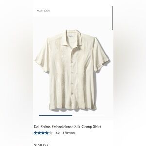 Tommy Bahama 100% Silk Del Palm Camp Shirt, Size M